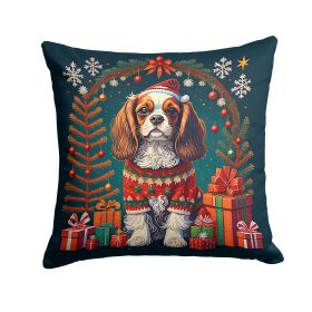 Cavalier King Charles Spaniel Christmas Throw Pillow Machine Washable, Indoor Outdoor Decorative Pillow for Couch, Bed or Patio, 18Hx18W