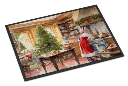 NEW Cookies with Santa Claus Mrs. Claus Doormat Front Door Mat Indoor Outdoor Rugs for Entryway, Non Slip Washable Low Pile, 18H X 27W