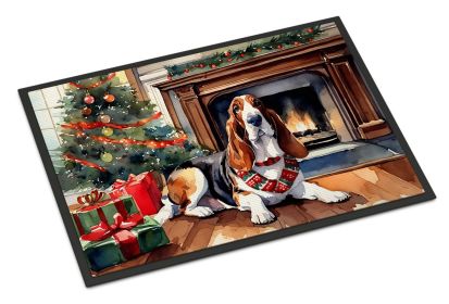 NEW Basset Hound Cozy Christmas Doormat Front Door Mat Indoor Outdoor Rugs for Entryway, Non Slip Washable Low Pile, 18H X 27W
