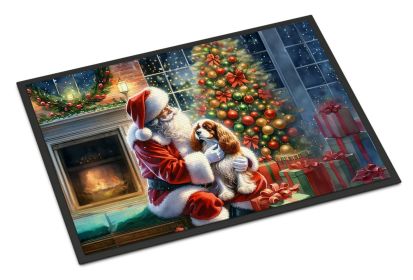 NEW Cavalier Spaniel and Santa Claus Doormat Front Door Mat Indoor Outdoor Rugs for Entryway, Non Slip Washable Low Pile, 18H X 27W