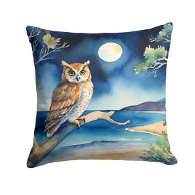 Owl Perched in Coastal Tree Throw Pillow Machine Washable, Indoor Outdoor Decorative Pillow for Couch, Bed or Patio, 14Hx14W