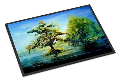 Cypress Tree in the Bayou Blue Doormat Front Door Mat Indoor Outdoor Rugs for Entryway, Non Slip Washable Low Pile, 24H X 36W