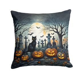 NEW Black Cat Spooky Halloween Throw Pillow Machine Washable, Indoor Outdoor Decorative Pillow for Couch, Bed or Patio, 14Hx14W