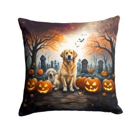 Golden Retriever Spooky Halloween Throw Pillow Machine Washable, Indoor Outdoor Decorative Pillow for Couch, Bed or Patio, 14Hx14W